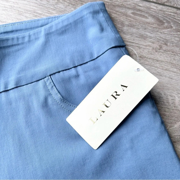 NWT Laura Carre Noir Blue Stretch Capris - Picture 6 of 13